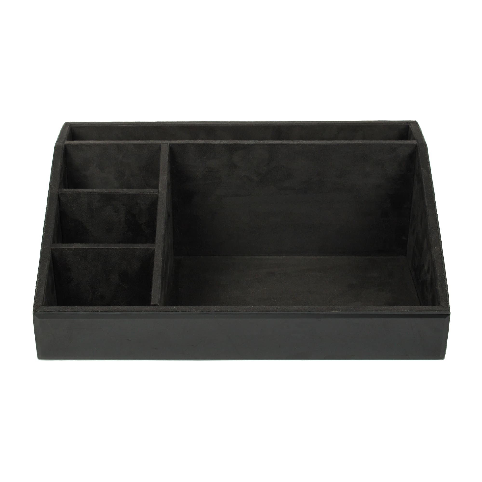 Premium Black Leatherite Stationery Desk Organizer With Tissue Box